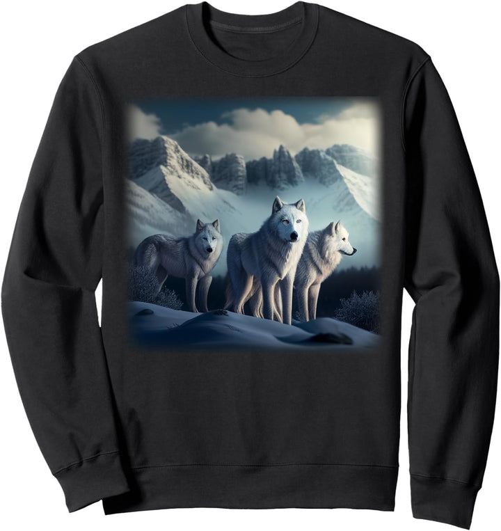 Wölfe Wolf White Snow Mountains Sweatshirt