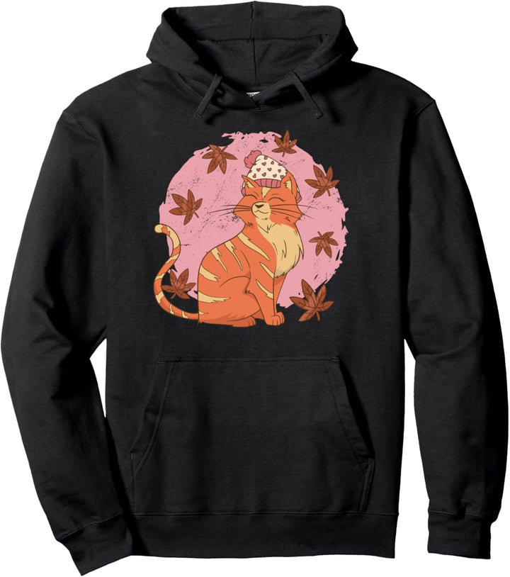 Herbst Katze Mütze Blätter l Herbstthema Getigerte Katze Pullover Hoodie
