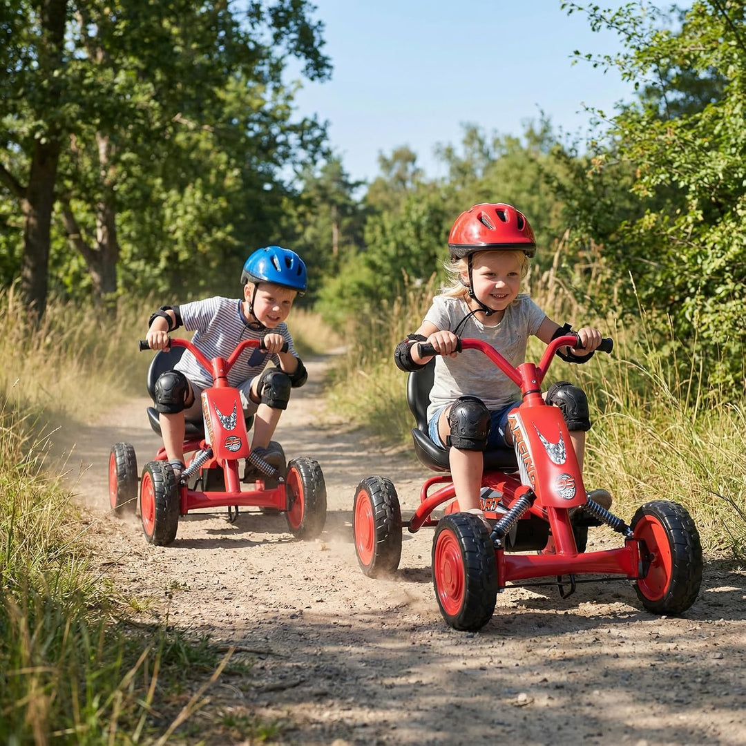 FANTASK Kinder Gokart mit Pedal, Verstellbarer Sitz, Vor- &amp; Rückwärtsgang, Belastbar bis 30 kg, Outd