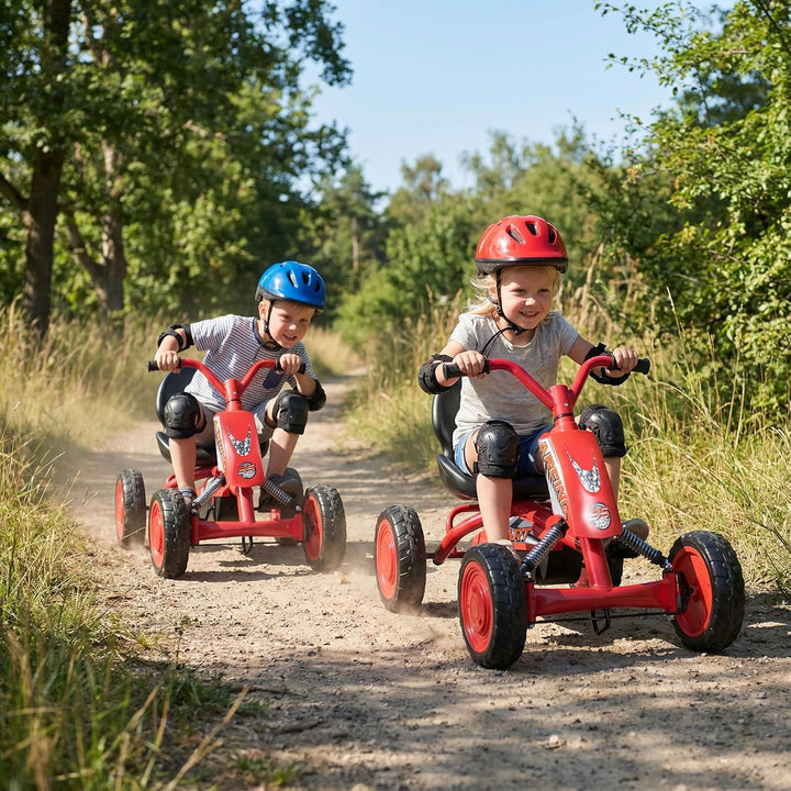 FANTASK Kinder Gokart mit Pedal, Verstellbarer Sitz, Vor- &amp; Rückwärtsgang, Belastbar bis 30 kg, Outd