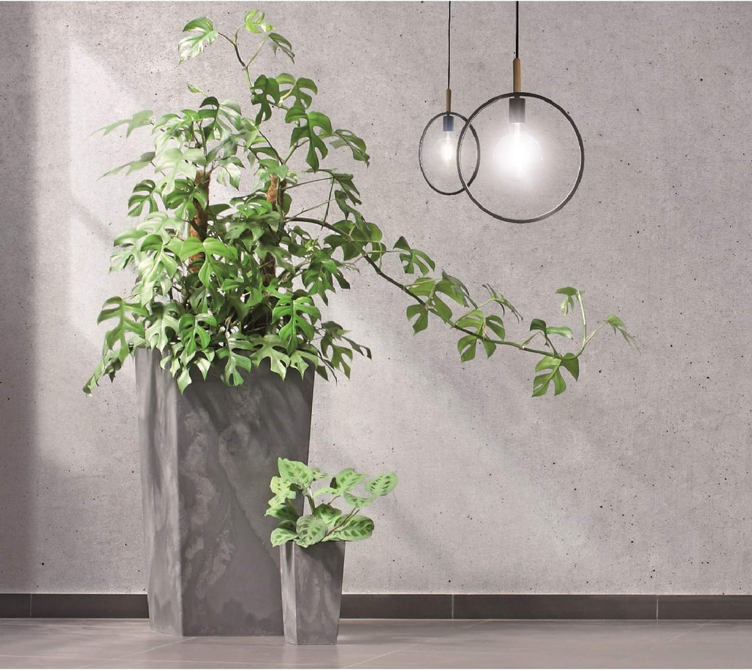 Maceta alta 91,5 L Prosperplast Urbi Square Effect de plástico CON depósito en color Gris claro, 75
