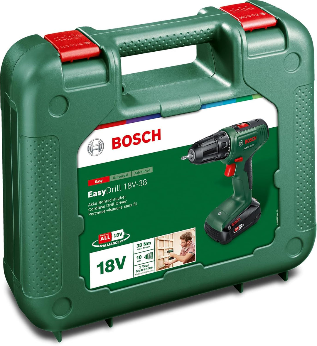 Bosch Akkuschrauber EasyDrill 18V-38 (1x Akku 2,5 Ah; 18 Volt System; im Koffer) 38 Nm | 10mm Bohrfu
