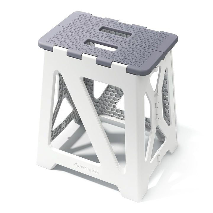 BLACKSPACE Hocker Klappbar 40cm Hoch (Grau/Weiss)-II-XM400H-DE