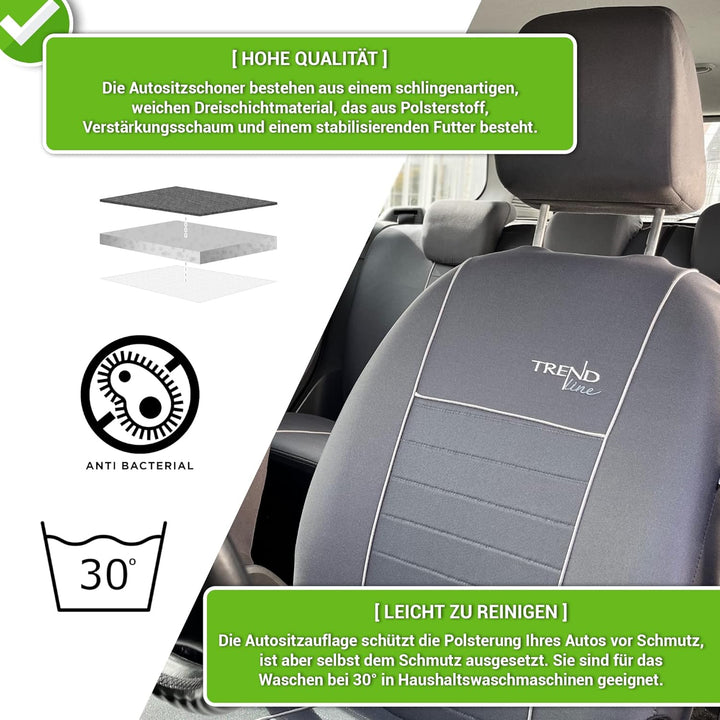 moto-MOLTICO Autositzbezüge 2+3 - Universal Auto Sitzauflagen Set - Dreilagig Auto Sitzbezüge mit Re