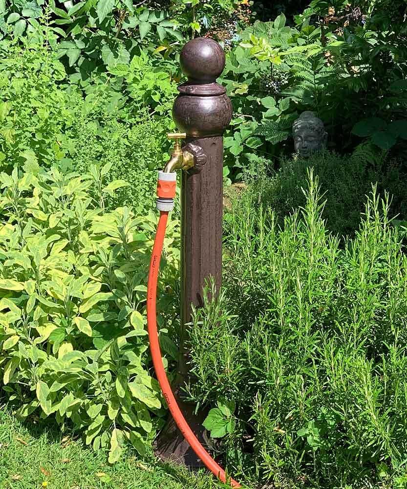 zeitzone Wasserzapfsäule Wasserzapfstelle für Garten Standbrunnen Antik-Stil Braun 85cm