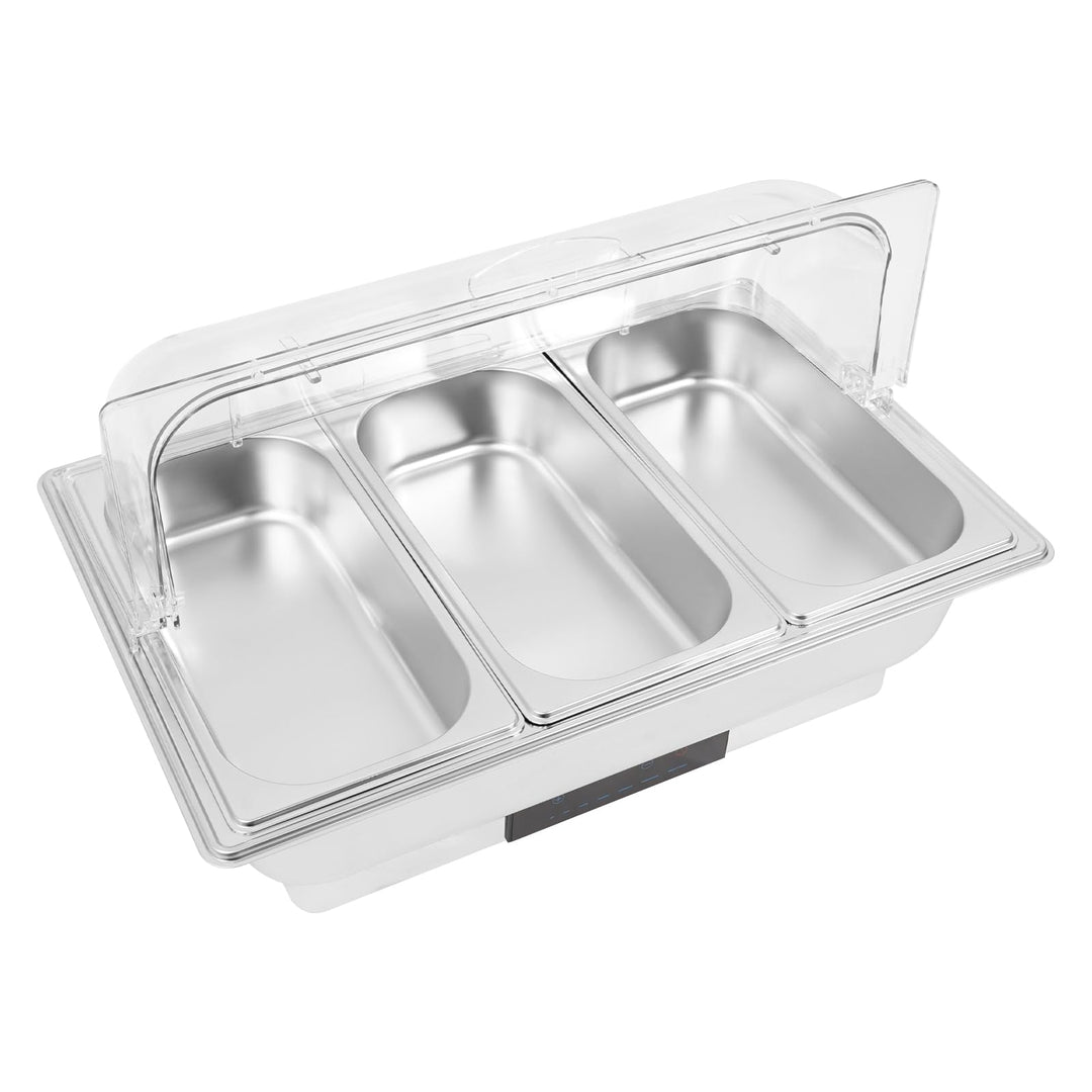 600W Elektrische Chafing Dish bis 90°C, 9L, Berührungsbildschirm Buffetwärmer Edelstahl Chafing Dish