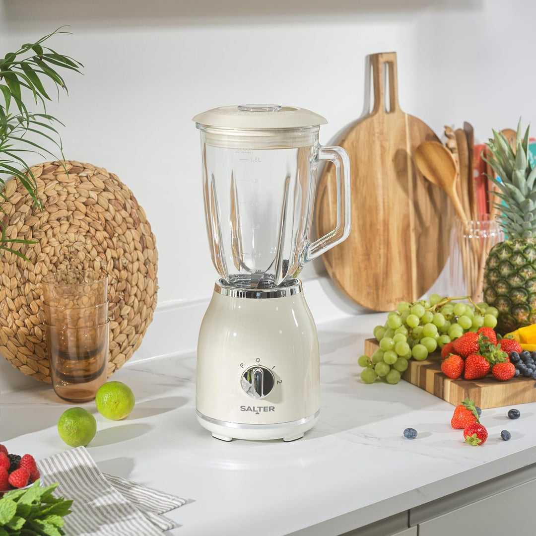 Salter Retro Cream Jug Blender - BPA-freier abnehmbarer 1,5-Liter-Glasbehälter, 2 Geschwindigkeiten
