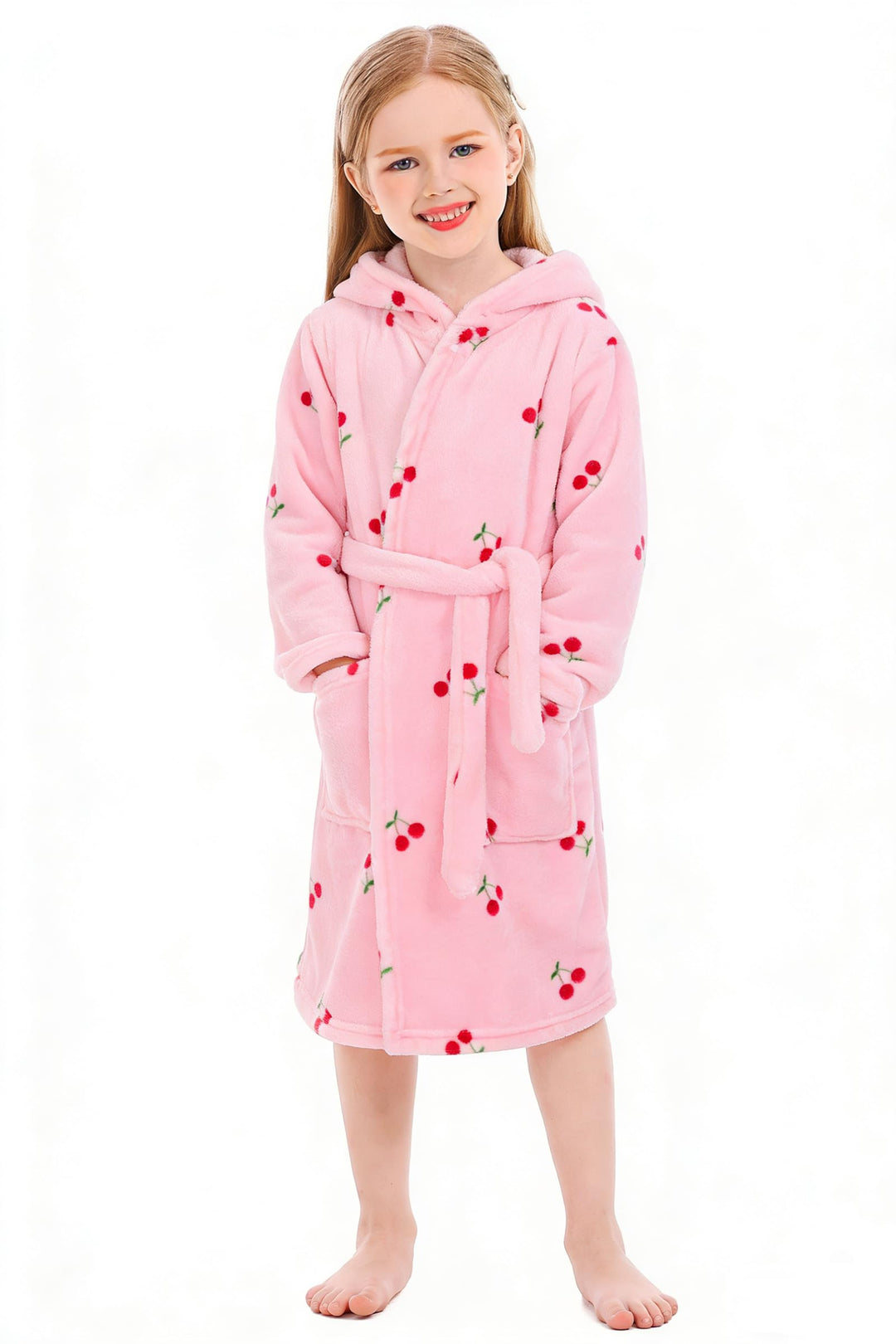 XINNE Unisex Baby Korallen Fleece mit Kapuze Morgenmantel Bademantel Jungen Mädchen Kleinkinder Pyja
