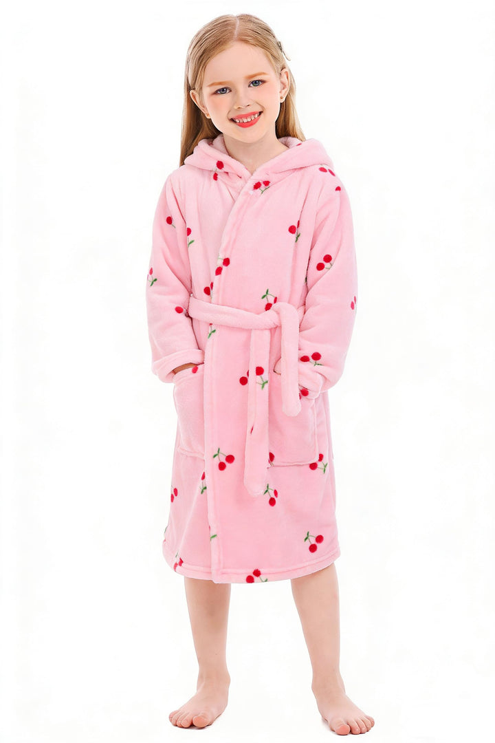 XINNE Unisex Baby Korallen Fleece mit Kapuze Morgenmantel Bademantel Jungen Mädchen Kleinkinder Pyja