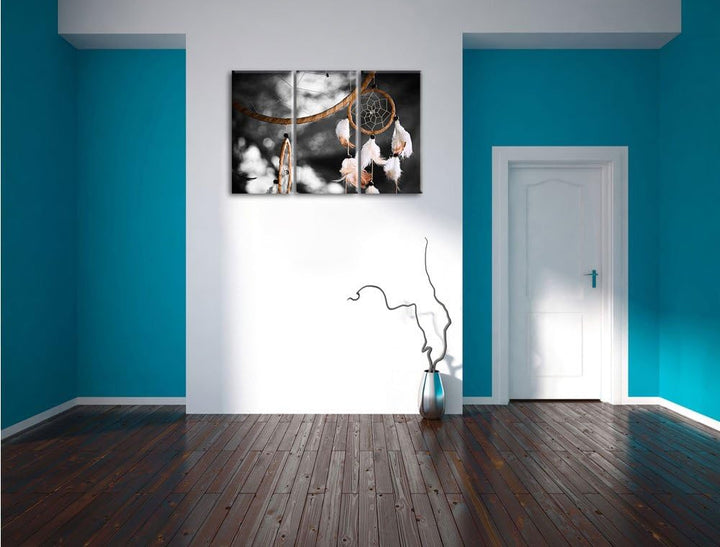 Pixxprint Traumfänger als Leinwandbild/Grösse: 3 Teilig (120x80 cm) cm/Wandbild/Kunstdruck/fertig be