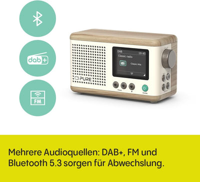 Pure Classic Mini Tragbares Digitalradio – DAB+ & UKW-Radio – Bluetooth 5.3 – 15 Stunden Akkulaufzei