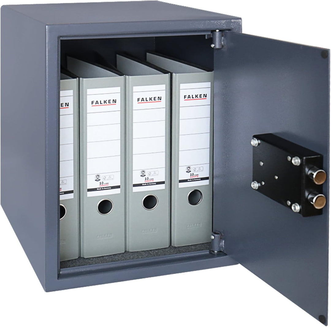 HMF 49208-11 Tresor Möbeltresor A4 Ordner, Doppelbartschloss, 48,0 x 36,0 x 37,0 cm, anthrazit 36 x