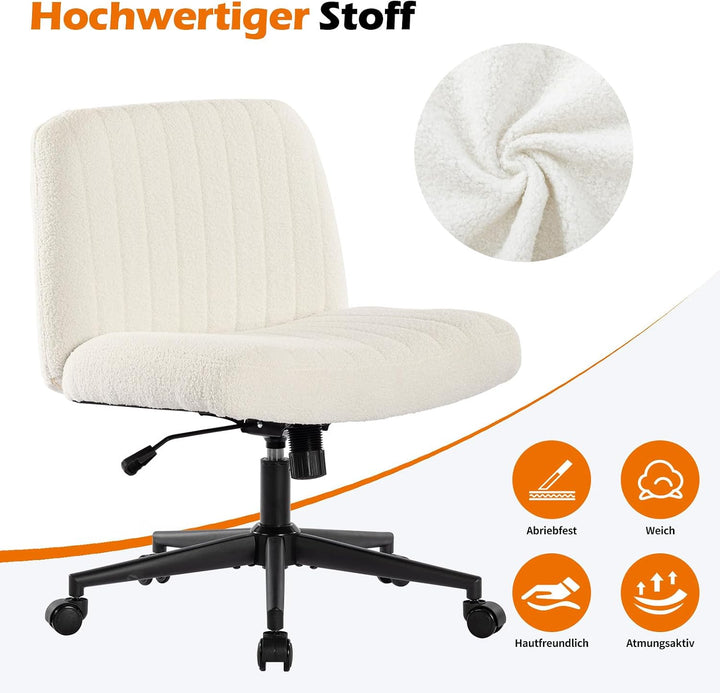 Bosmiller Bürostuhl Ohne Armlehnen Höhenverstellbar Schreibtischstuhl mit Rollen Armless Office Chai