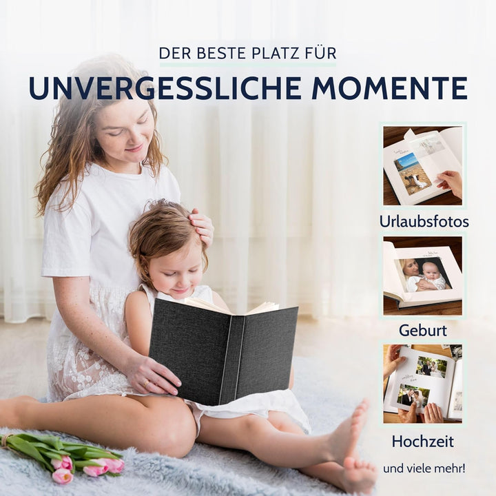 goldbuch 31 660 Fotoalbum Summertime Anthrazit, Fotobuch 30 x 31 x 6 cm, Foto Album 100 weisse Seite