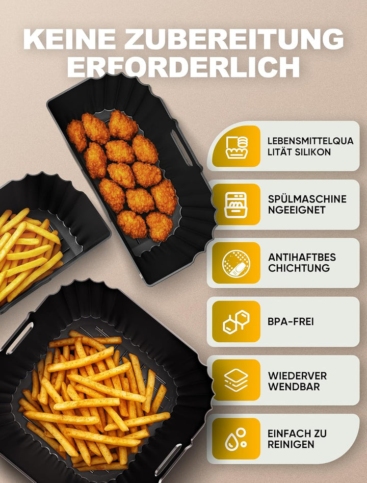 Silikonform Heissluftfritteuse für Russell Hobbs Air Fryer XXL 8L 27170-56, 3 Stück Airfryer Silikon