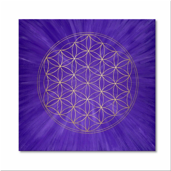 Wandbild Blume des Lebens in Gold "Intuition" - HANDGEMALT - Grösse 50cm x 50cm - Lebensblume in Gol