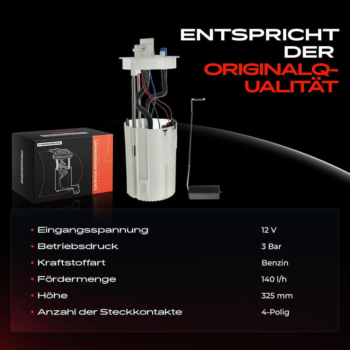 Frankberg Kraftstoffpumpe Benzinpumpe Kraftstoff-Fördereinheit Modul Satz ohne Drucksensor 4-Polig K