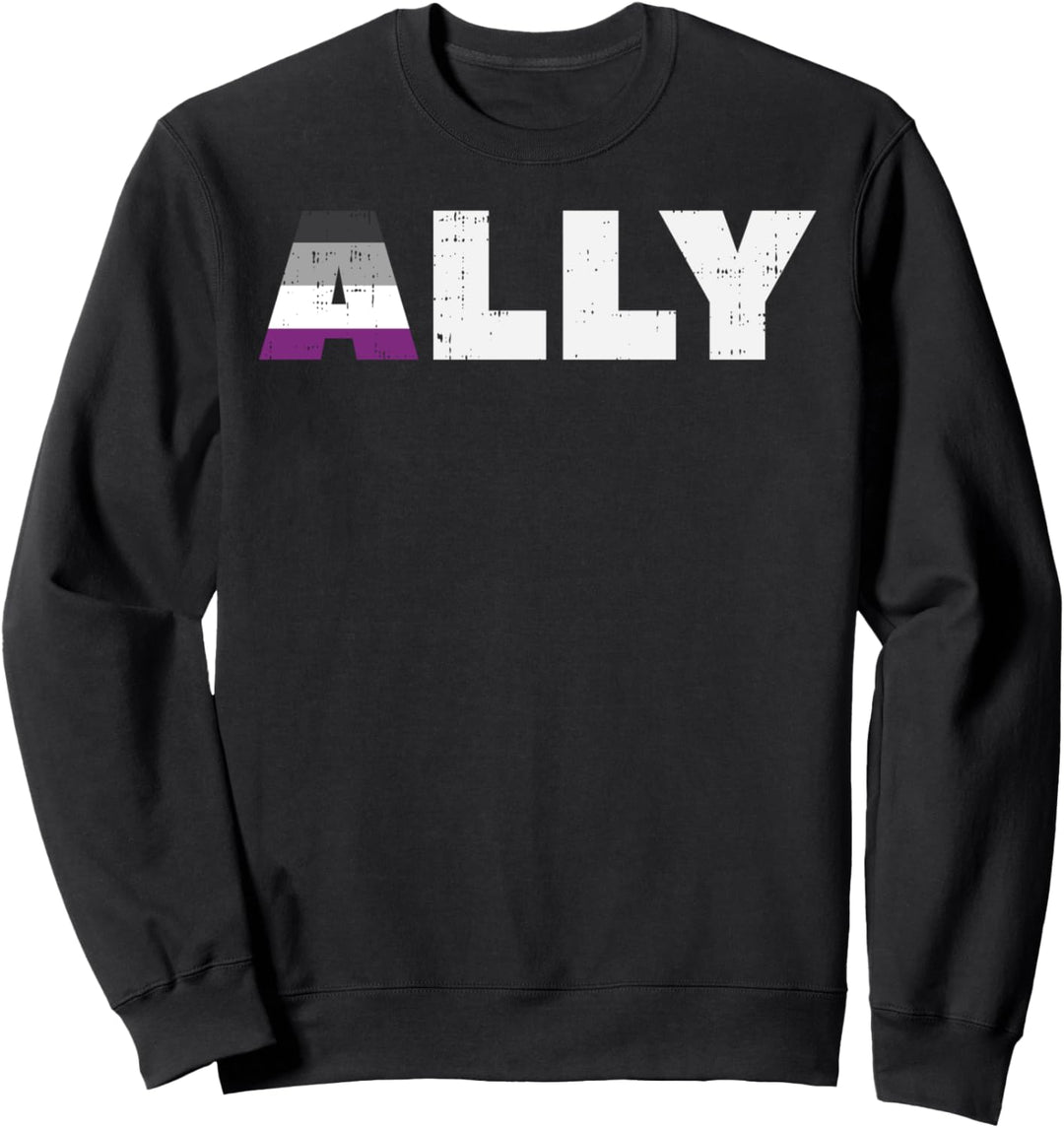 Proud Ally Color Ace Pride Flag Asexuality LGBTQ Men Women Sweatshirt