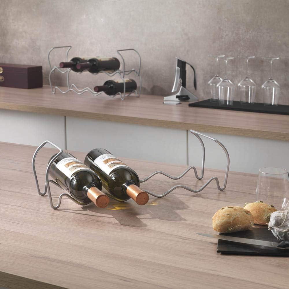Wine-Bar Flaschenregal 3-er Set Silber, Silber