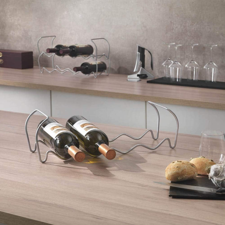 Wine-Bar Flaschenregal 3-er Set Silber, Silber
