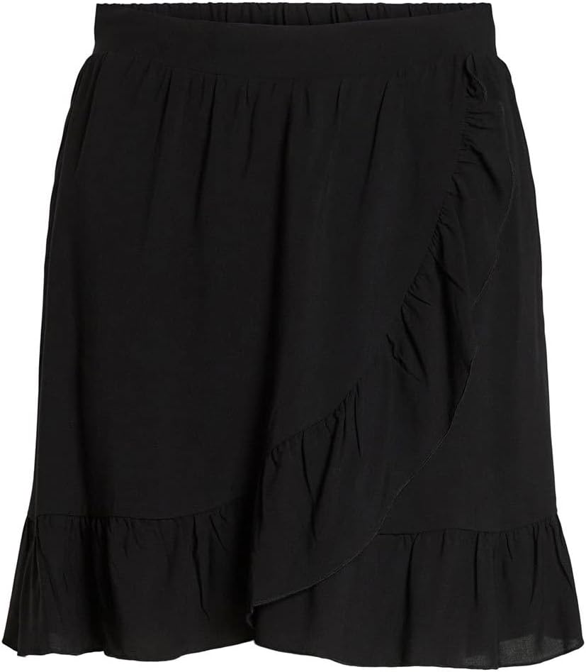 Vila Damen Vipaya Wrap Hw Short Skirt/Su-Noos Rock 36 Schwarz, 36 Schwarz