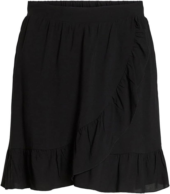 Vila Damen Vipaya Wrap Hw Short Skirt/Su-Noos Rock 36 Schwarz, 36 Schwarz