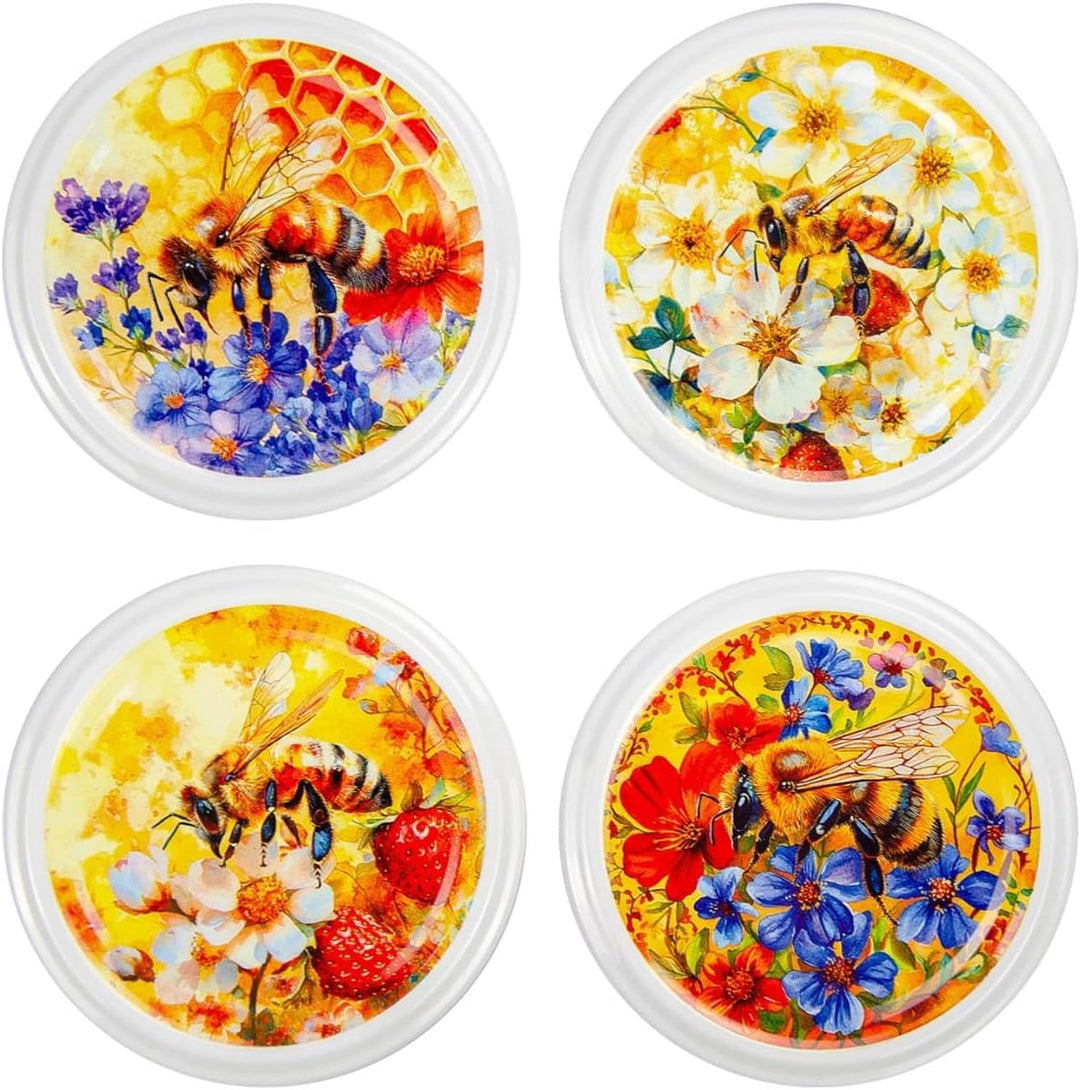 KADAX 8er Set Einmachgläser 900ml TO82 Colourful Bee, Pack of 8, Grosse Sturzgläser mit Schraubdecke