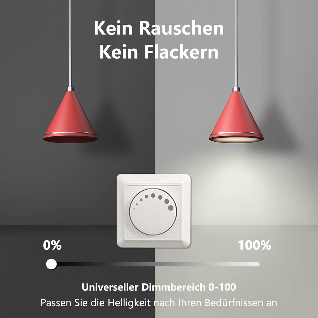 iolloi Dimmer, LED Dimmerschalter, Dimmer für LED Lampen, LED Dimmer, Universal 5–300 W Unterputzdos