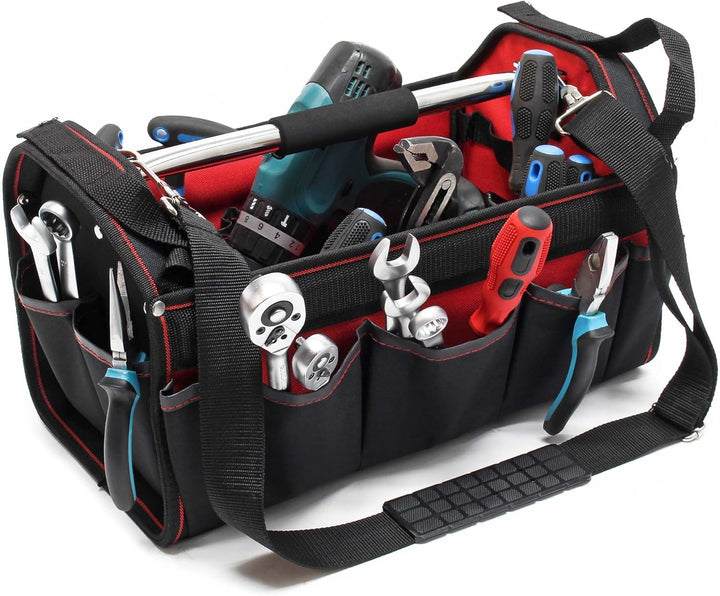 Wiltec Werkzeugtasche Grösse L 33x18,5x25 cm, Werkzeugbeutel mit verstellbarem Schultergurt und Trag