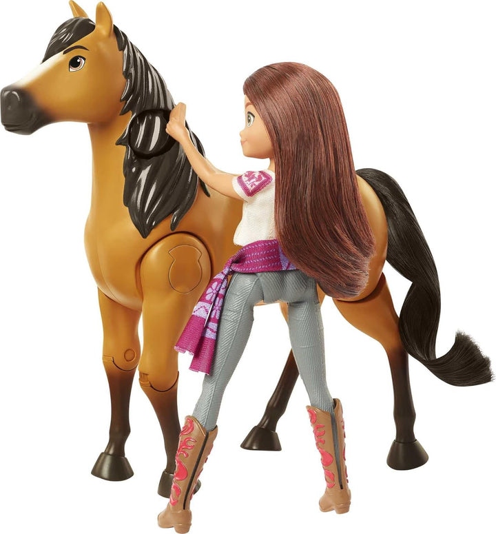 Dreamworks Spirit GXF95 - Reitabenteuer Set mit Lucky Puppe (17,78 cm) & Pferd Spirit (20,32 cm), Sp