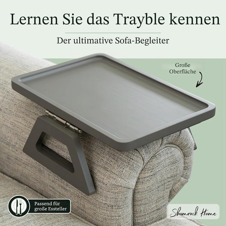 Shamrock Home Bambus-Sofa-Tisch zum Anklippen, für Sofa, Sessel, TV-Abendessen, Fernbedienung, Geträ