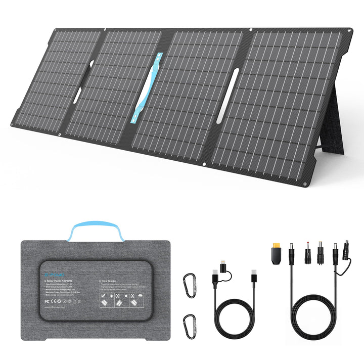 60W Faltbares Solarladegerät Tragbar, Monokristallin mit 24% Wirkungsgrad, IP67 Wasserdicht, 3 Ausgä