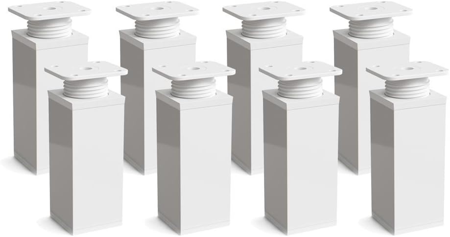 sossai® Design-Möbelfüsse MFV1 | höhenverstellbar | 8er Set | Vierkant-Profil: 40 x 40 mm | Farbe: W