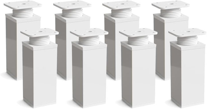 sossai® Design-Möbelfüsse MFV1 | höhenverstellbar | 8er Set | Vierkant-Profil: 40 x 40 mm | Farbe: W