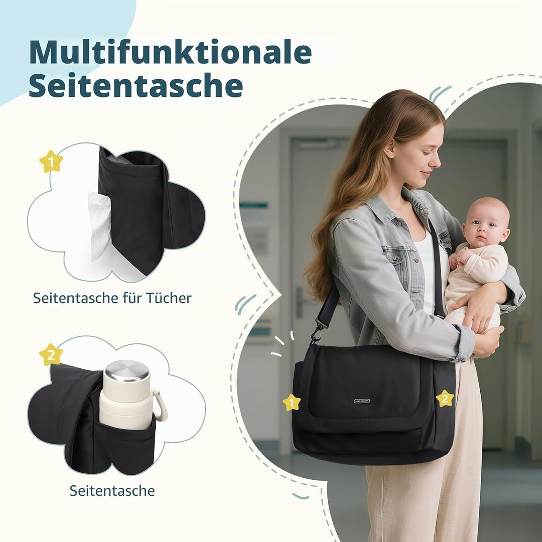 Puffer Wickeltasche, 22 L, grosses Fassungsvermögen, Baby-Wickeltasche, Reisetasche, Umhängetasche,