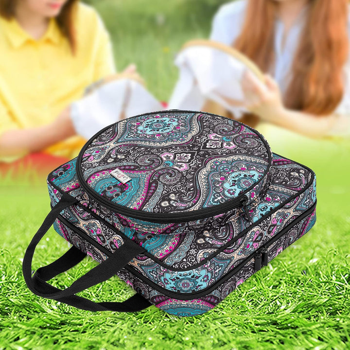 LoDrid Stickprojekttasche, Quadratische Stickzubehör Aufbewahrungstasche, Tragbare Basteltasche für