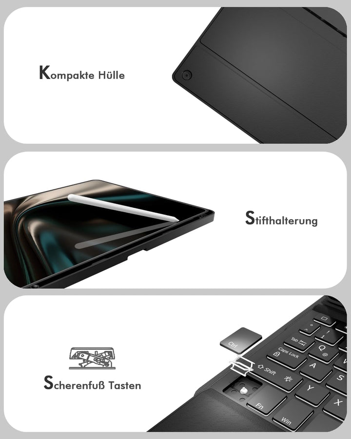 Doohoeek Schutzhülle mit Tastatur für Samsung Galaxy Tab A11+ Plus 11 Zoll 2025/ A9+ Plus 2023, Blue