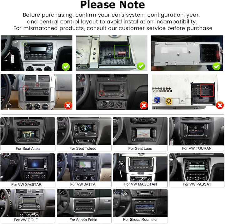 Hikity 8 core 4+64GB Android 15 Autoradio für VW Golf 5 6 Passat Polo Tiguan Touran Caddy Skoda, 9"
