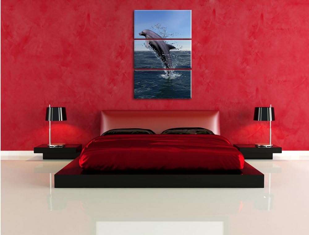 Delphin Sprint im Meer 3-Teiler Leinwandbild 120x80 Bild auf Leinwand