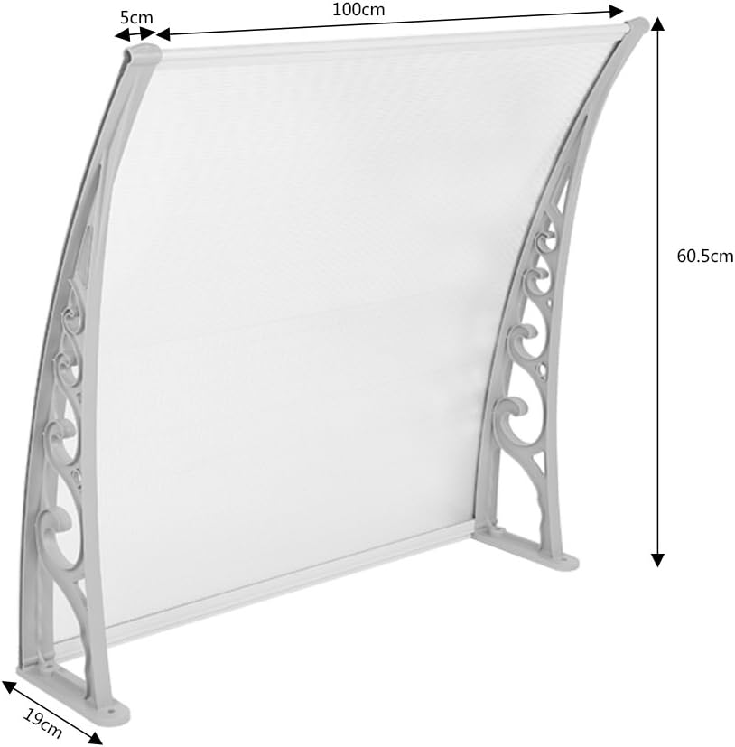 Vordach für Haustür, Überdachung Haustür aus Aluminium und Kompletten Polycarbonat-Hohlkammerplatte,
