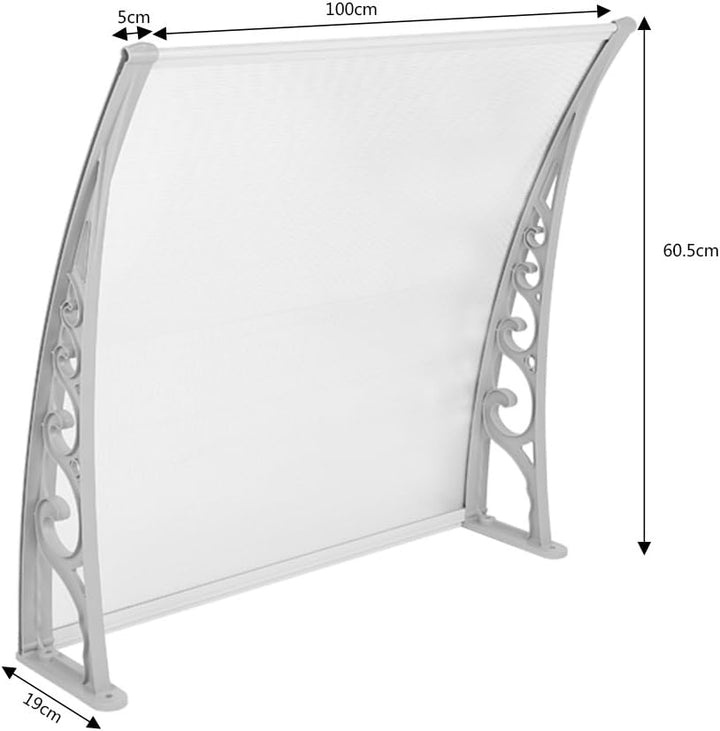 Vordach für Haustür, Überdachung Haustür aus Aluminium und Kompletten Polycarbonat-Hohlkammerplatte,