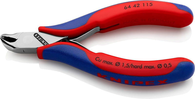 KNIPEX Elektronik-Vornschneider mit Mehrkomponenten-Hüllen 115 mm 64 42 115 kurzer Kopf, mit Facette