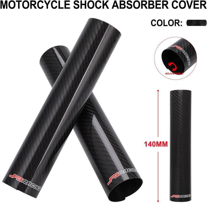 JFG RACING 140mm Motorrad Vorderradgabel Abdeckung,1 Paar Motorrad Gabelabdeckung Kohlefaser,Verstel