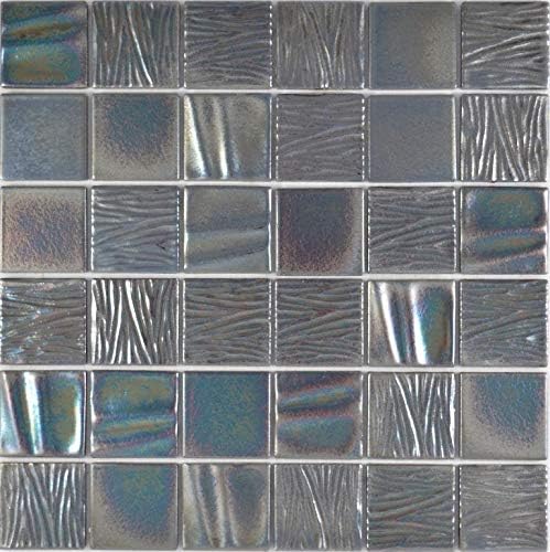 Mosaikfliese Keramik schwarz chrom irisierend Struktur Mosaikfliese Fliesenspiegel Küche Mosaikwand