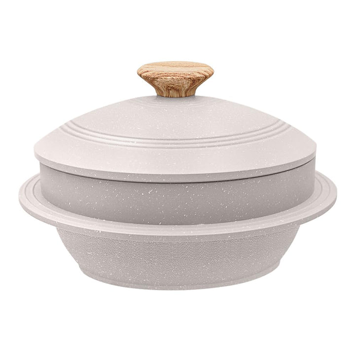 Bobikuke Koreanische Steinschale mit Deckel, 24 cm Dolsot Bibimbap Schale für Hot Pot Suppe - Weiss