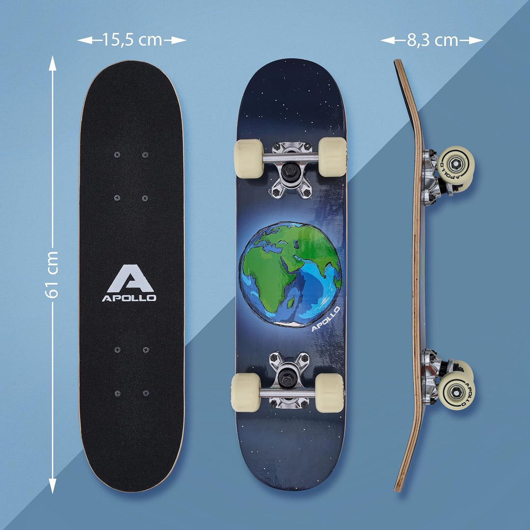 Apollo Kinder Skateboard, | kleines Komplett Board mit ABEC 3 Kugellagern und Aluminium Achsen | Coo