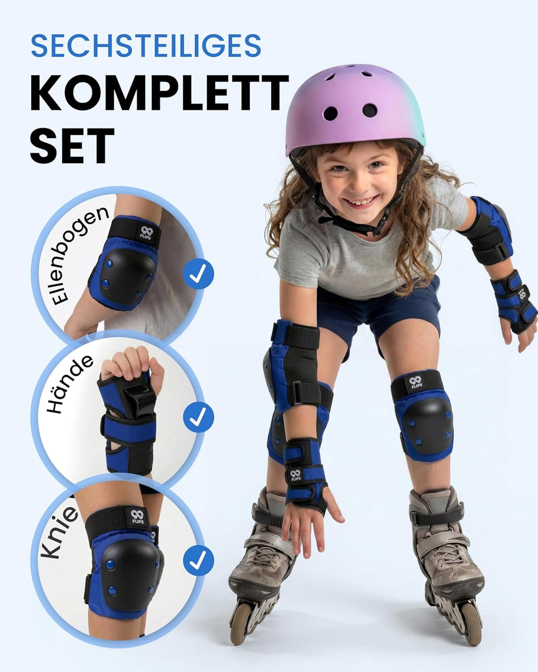 99FLIPS Schoner Inliner Kinder Knieschoner Kinder - Inliner Schoner Set - Schutzausrüstung - Knie un