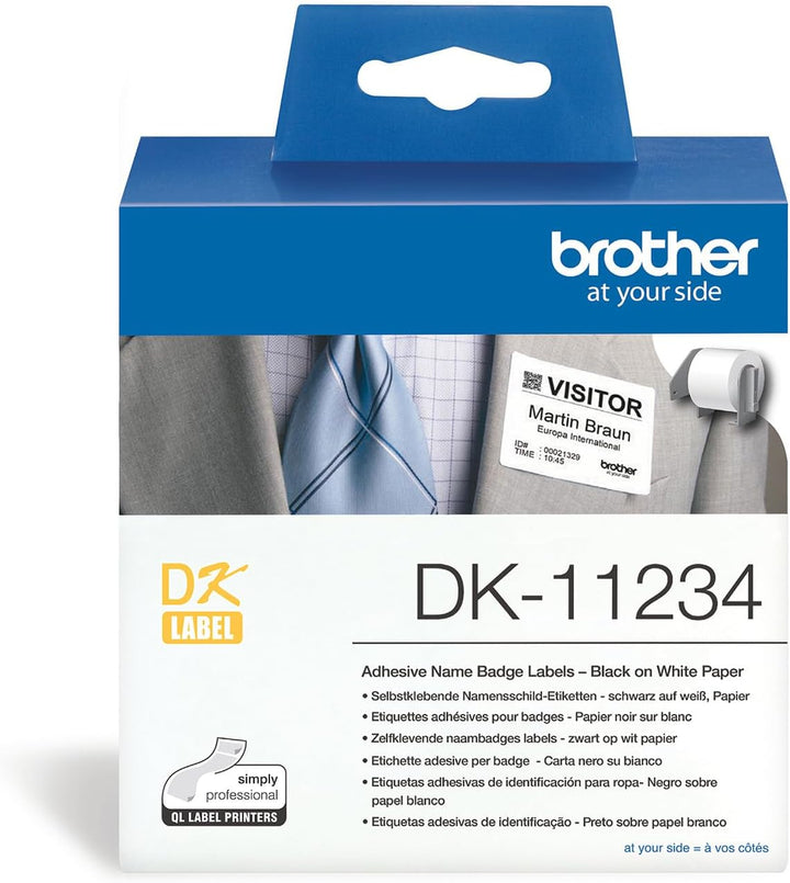 Original Brother DK-11234 selbstklebende Einzeletiketten schwarz auf weiss (Papier) 60 x 86 mm , 260