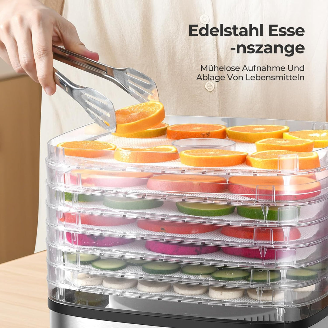 YASHE 8-Etagen Dörrautomat, Einstellbare Zeit & Temperatur bis 72H, Inklusive Netz-Einsätze, Fruchtr