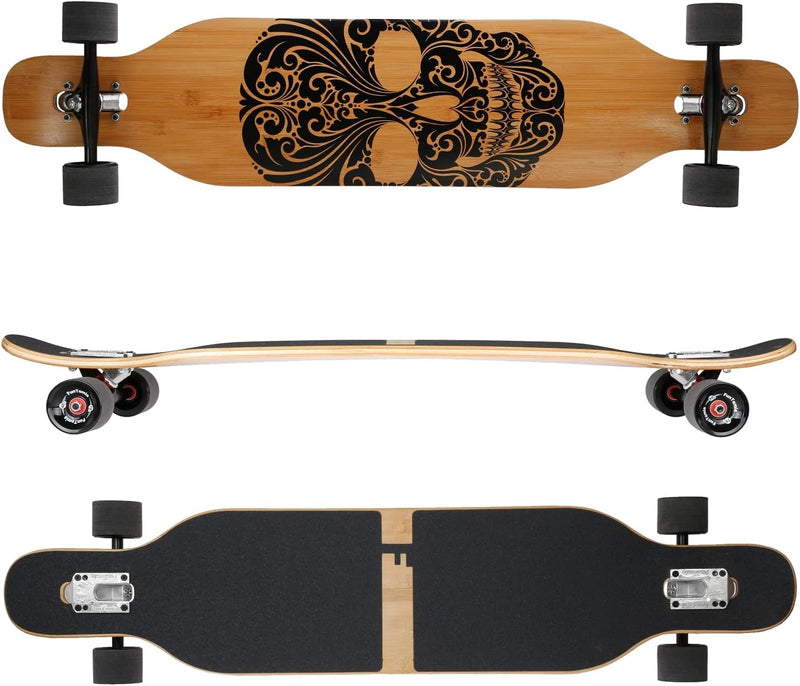 FunTomia Longboard mit 3 Flex Stufen Drop Through Cruiser Komplettboard Mach1 Speed Kugellager T-Too